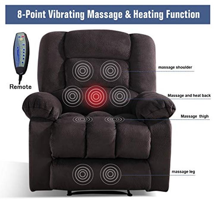 ANJ Massage Recliner Chair with Heat and Vibration, Overstuffed Manual ...